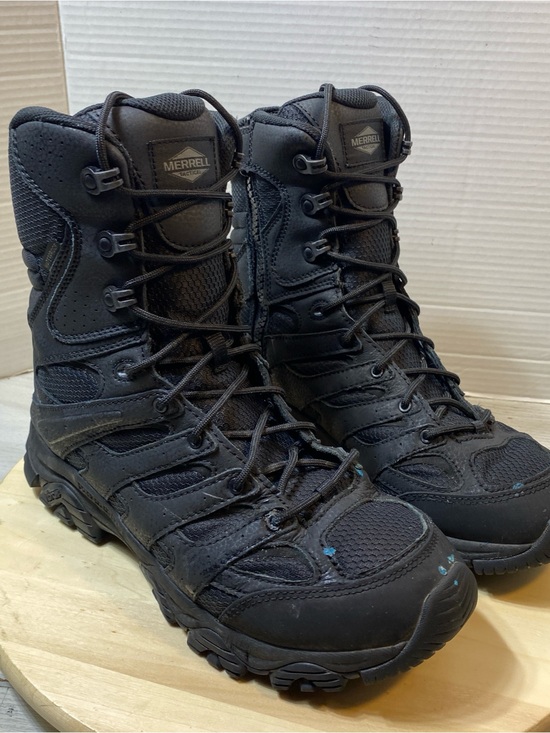 Merrell Tactical Boots Mens 10.5 Black J003907 Waterproof Side Zip Vibram Moab main image 4